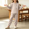 thumbnail image 7 of Cethrio Girls Thermal Sets, 2 Piece Long Sleeve Fleece-lined Casual Kids Pajama Sets Khaki Size 7-8 T, 7 of 7