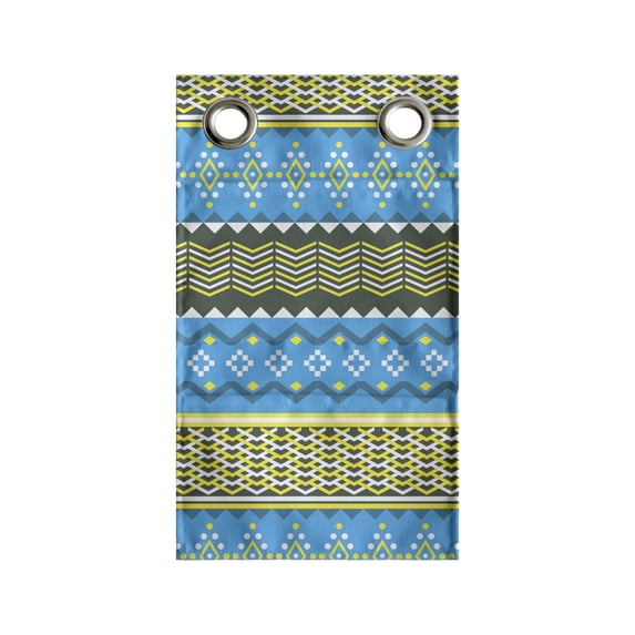 Abstract Hanging Pocket Organizer, Rhythmic Demonstration of Aztec Inspired Triangles Zigzags in Summer Tones, Printed Polyester Storage Bag with Pockets, 9" x 16", Sky Blue Yellow