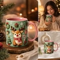thumbnail image 6 of Trovenix Reindeer Coffee Mug 2D Ceramic Christmas Cup, Hot Cocoa Milk Tea Drinking Mug for Home Office, Festive Holiday Gift for Family, 6 of 7