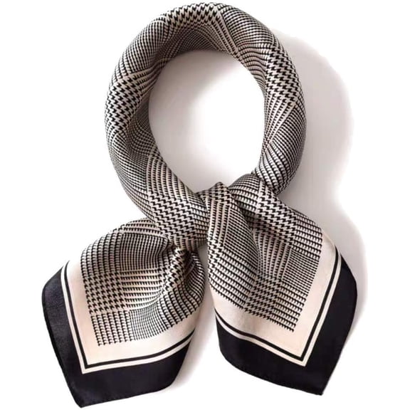 Silk Feeling Scarf Fashion Pattern Large Square Satin Headscarf for Women 21 Inches Silk Long Mulberry Scarf