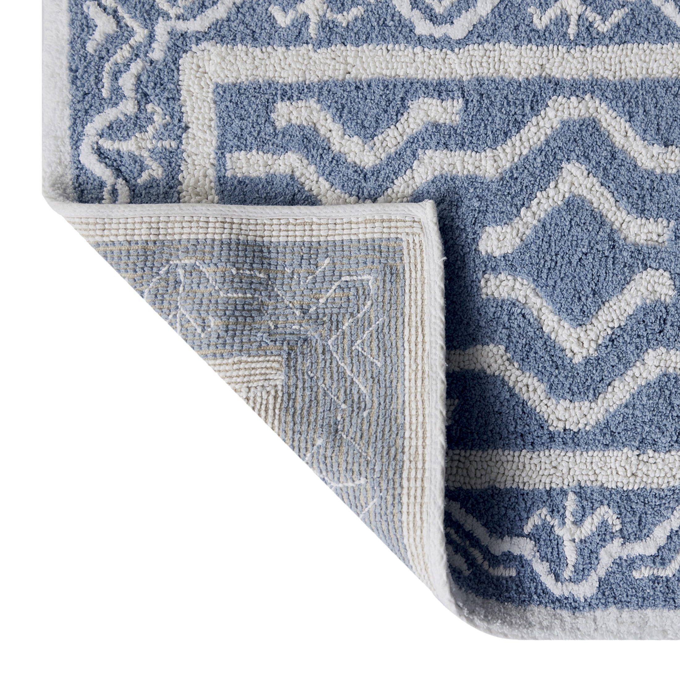 Better Homes & Gardens Dagali Oushak Bath Runner Rug, Blue Silver & White, 24" x 60"
