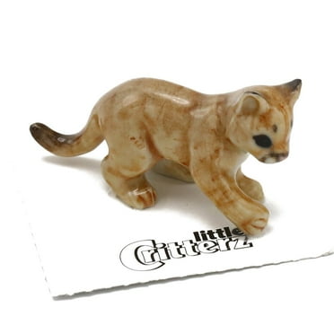 Little Critterz Cougar Cub "Renegade" Animal Hand-painted - Home Decor Animal Decoratvie Figurine Birthday Gift - Miniature Porcelain Figurine