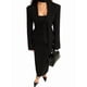 thumbnail image 3 of Chaqueta de Traje de Larga para Mujer, Color Liso, Cuello en V, Corte Entallado y Hombreras Negro M, 3 of 8