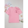 thumbnail image 5 of Charming Pink Bow Applique Half Sleeve T-Shirt for Women | [ZhiHiMeRi] | (US 12-14)L, 5 of 12