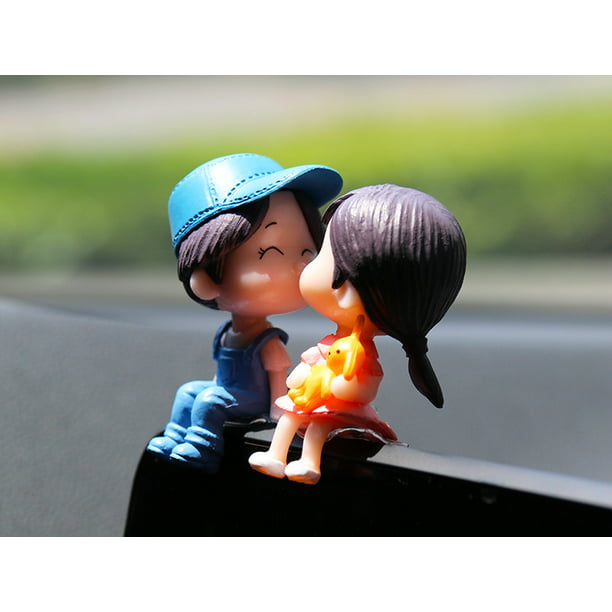 HCXIN Car doll ornaments car car accessories cute couple doll electric car  decoration central control rearview mirror ornaments 