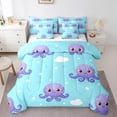 thumbnail image 1 of YST Kids Kawaii Octopus 7-Piece Comforter Set, Cute Sea Animal Bed In A Bag, Queen, 1 of 4