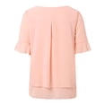 thumbnail image 5 of Women's Plus Size Chiffon Shirt Short Sleeve Loose Solid Color Blouse Tops, 5 of 5