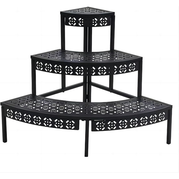 3 Tier Metal Plant Stand,Rectangle or Round Decorative Flower Step,Garden Shelf Flower Pot Holder Storage Organizer Rack for Indoor Outdoor Use
