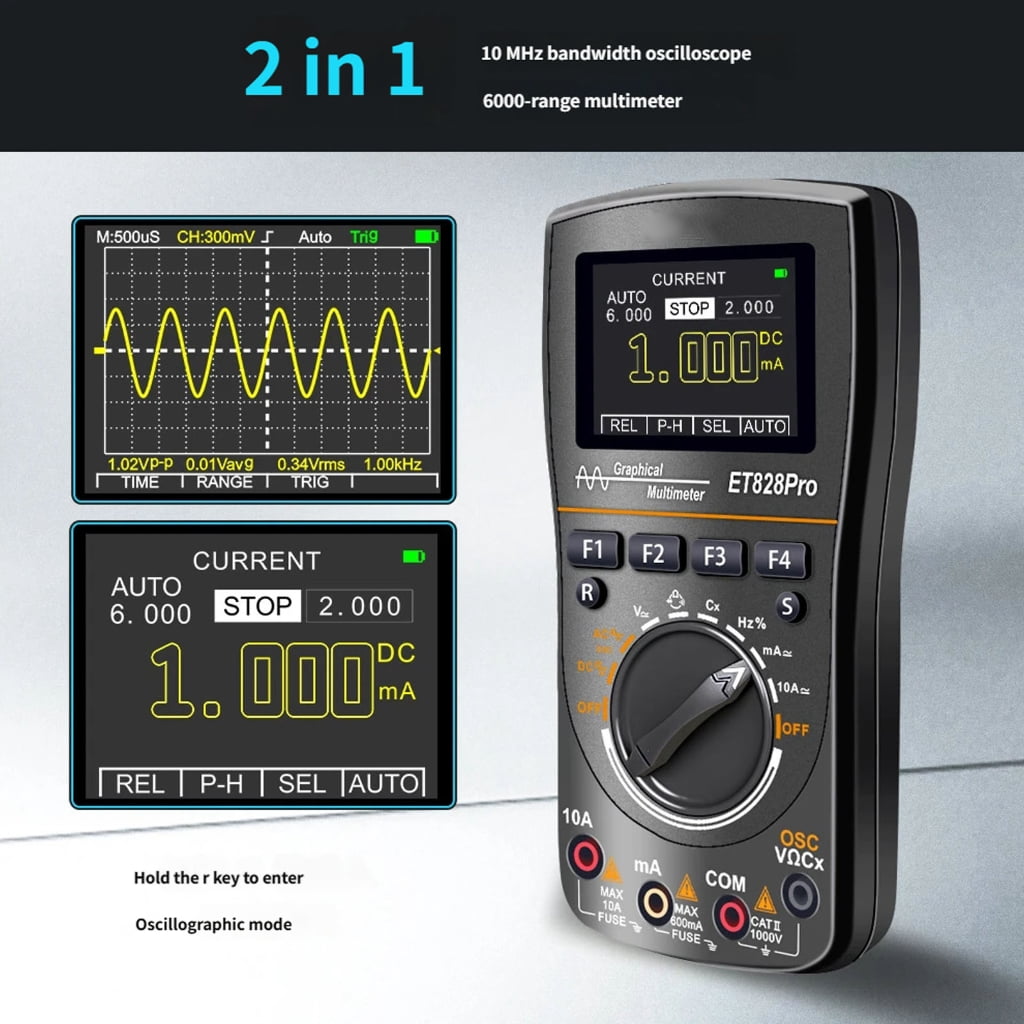 Professional ET828Pro Double Function Oscilloscope and Multimeter 320x240 Display with Data Storage for Engineers