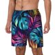 thumbnail image 1 of Balery Colorful Tropical Leaves Bañador para hombre, shorts de playa de secado rápido con entrepierna y forro de compresión-Medium, 1 of 6