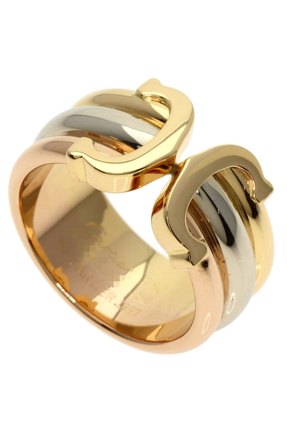 Pre-Owned Cartier 2C Ring LM #50, 18K Yellow Gold/18K White Pink Gold, Women's Ring, CARTIER