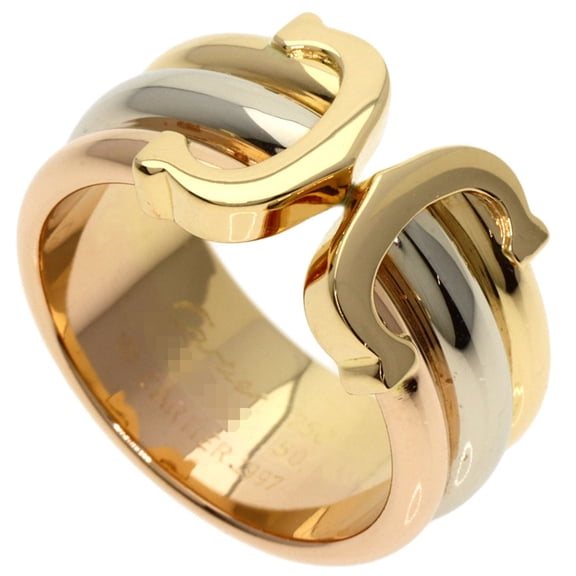 Pre-Owned Cartier 2C Ring LM #50, 18K Yellow Gold/18K White Pink Gold, Women's Ring, CARTIER