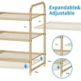 thumbnail image 4 of 3-Tier Stackable Shoe Rack, Expandable & Adjustable Shoe Shelf Storage Organizer, Metal Mesh, Gold$$Home Decor, Kitchen, & Other, 4 of 7