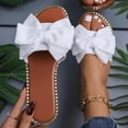 thumbnail image 5 of Avrnliq Womens Open Toe Flat Slide Sandals, Cute Oversized Bow Slip-On Sandals, Comfortable Casual Summer White Slides for Women,Size 7, 5 of 7
