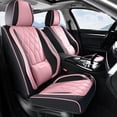 thumbnail image 3 of FLORICH Full Set Car Seat Covers, Universal Nappa Leather Seat Covers for Car Trucks SUV with Lumbar Support, Waterproof, Anti-Slip, Black & Pink, 3 of 9