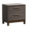 thumbnail image 3 of JERFIT 2-Drawer Nightstand with Brass Pulls, Solid Wood Bedside Table in Two-Tone Antique Gray Finish, Modern Bedroom Furniture, 3 of 8