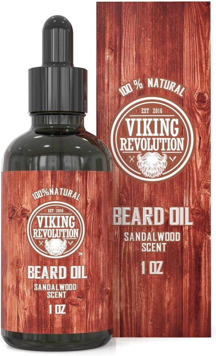 Viking Revolution. Beard Oil Conditioner - Natural Sandalwood Scent Beard and Mustache Care
