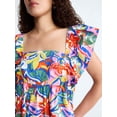 thumbnail image 4 of Free Assembly Women's and Women's Plus Square Neck Flutter Sleeve Mini Dress, XS-4X, 4 of 5