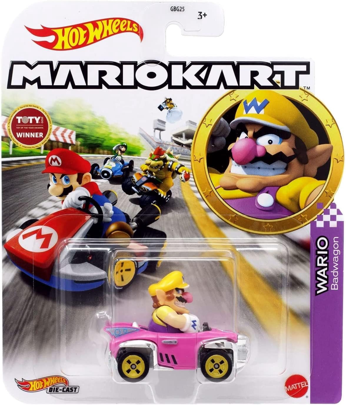 Hot Wheels Mario Kart Die-Cast Character Cars Collection, 6-Pack Set with Mario, Luigi, Yoshi, Toad, Bowser, Wario GBG25-957G
