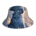 thumbnail image 1 of Lukts Cloud Wolf Print Double-Side-Wear Reversible Reflective Bucket Hat Travel Beach Hat, 1 of 6