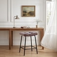 thumbnail image 6 of 25" Saddle Counter Stools Set of 2, Tufted Faux Leather Counter Height Bar Stools with Metal Legs for Kitchen Island, Dark Brown, 6 of 10