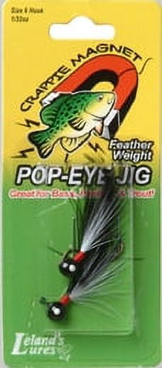 Leland Lures Pop Eye Jig 1/32" Black/White Fishing Lures for Crappie, 2 Count