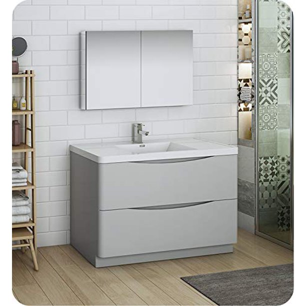 Fresca Tuscany 48" Glossy Gray Free Standing Modern Bathroom Vanity w