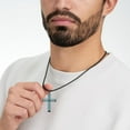 thumbnail image 2 of Cross Necklace for Men 925 Sterling Silver Black Cross Turquoise Pendant Christian Jewelry Religious Gifts for Men, 2 of 4