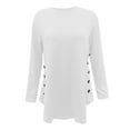 thumbnail image 3 of ylioge Long Sleeve Shirts for Women, Ladies Tops Loose Casual Crewneck Solid Color with Button Womens Fall Fashion 2025, 3 of 4