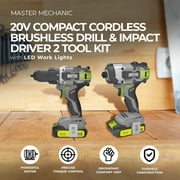 Master Mechanic 20V Cordless Brushless Drill & Impact Driver 2 Tool Kit