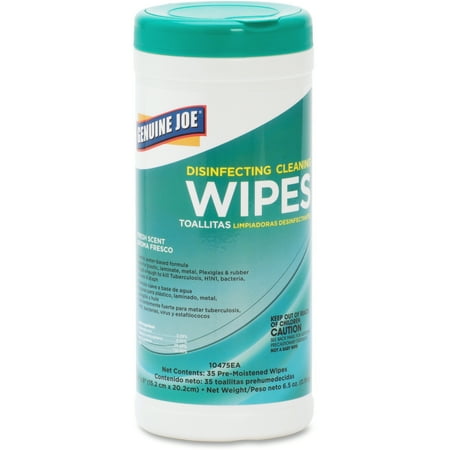 Genuine Joe Fresh Scent Disinfecting Cleaning Wipes, White, 35 / Each (Quantity)