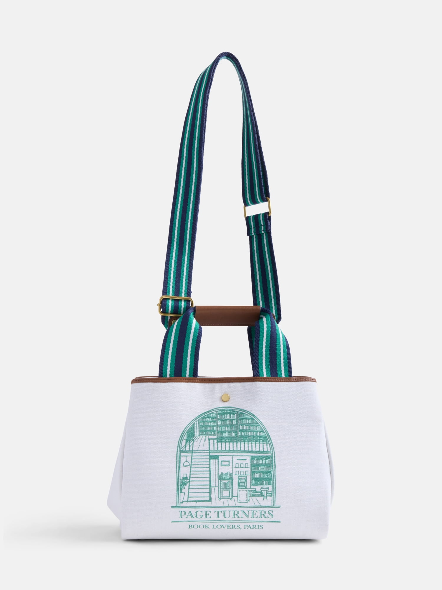 Free Assembly Women's Book Lovers Mini Tote Handbag, Natural