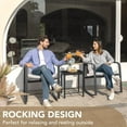 thumbnail image 4 of RONG-3 3 Piece Rocking Bistro Set Wicker Patio Outdoor Furniture Porch Chairs Conversation Sets with Glass Coffee Table，Beige, 4 of 7