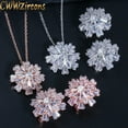 thumbnail image 2 of Rose Gold Snowflake Cubic Zirconia Women Necklace Earrings Fashion Jewelry Set, 2 of 9