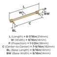 thumbnail image 5 of Amerock Faraday 7-9/16 inch (192mm) Center-to-Center Golden Champagne Cabinet Pull, 5 of 6