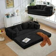 thumbnail image 3 of 4-in-1 Floor Sofa King Size No Assembly, Upholstered Boneless Pull Out Couch Bed with 4 Pillows, Oversized Corduroy Foam Compressed Sofa Couch in A Box for Living Room Sleeper, 3 of 10