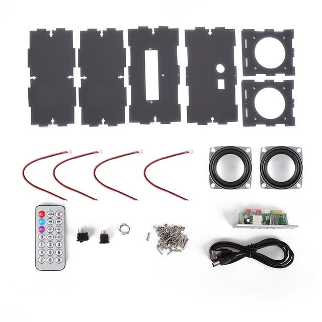 Kit de bricolaje de altavoz Bluetooth, paquete de música MP3, sonido estéreo, mini amplificador de potencia de 3 W con control remoto, gris