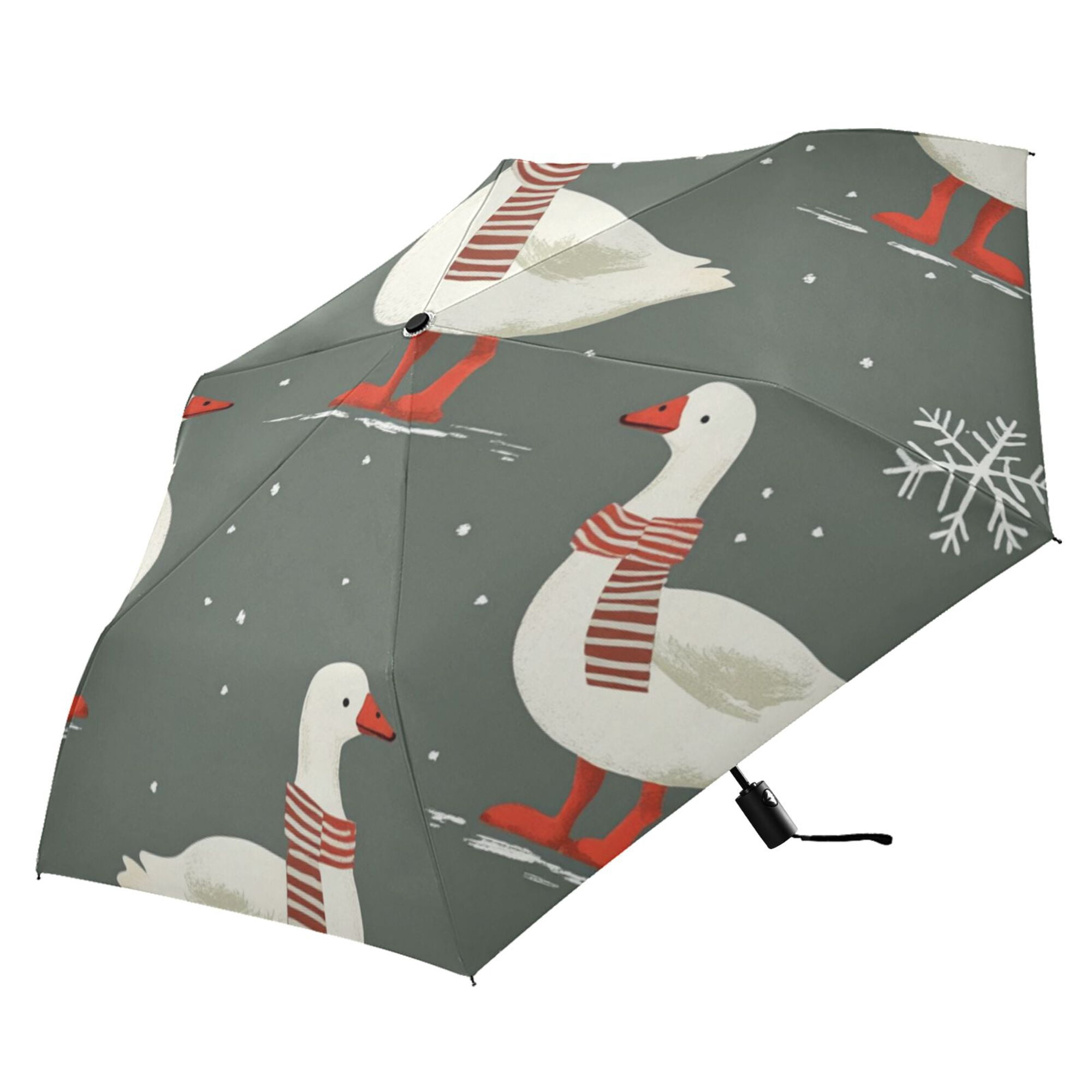 FORMRS Travel Umbrella Folding Auto Open Close Windproof Rain UV Protection, Winter Goose