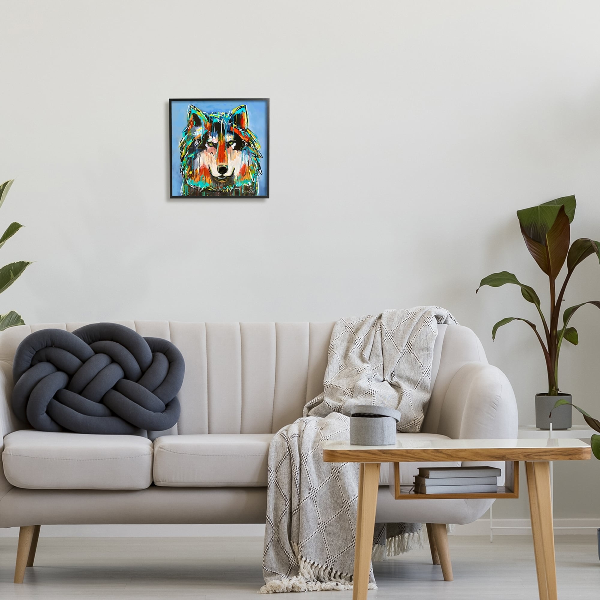 Stupell Industries Bold Wolf Dripping Paint Saturated Graffiti Street Style Painting White Framed Art Print Wall Art, Design by Karrie Evenson
