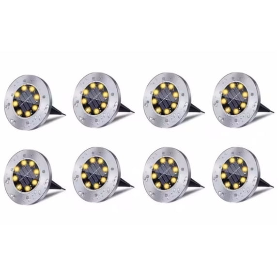 8PCS Solar Ground Lights - Outdoor Waterproof LED Path Lights,Warm Light for Courtyards & Lawns