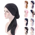 thumbnail image 2 of Pre-Tied Turban Hat Headwear Hair Loss Muslim Hijab Stretch Head Scarf Chemo, 2 of 10