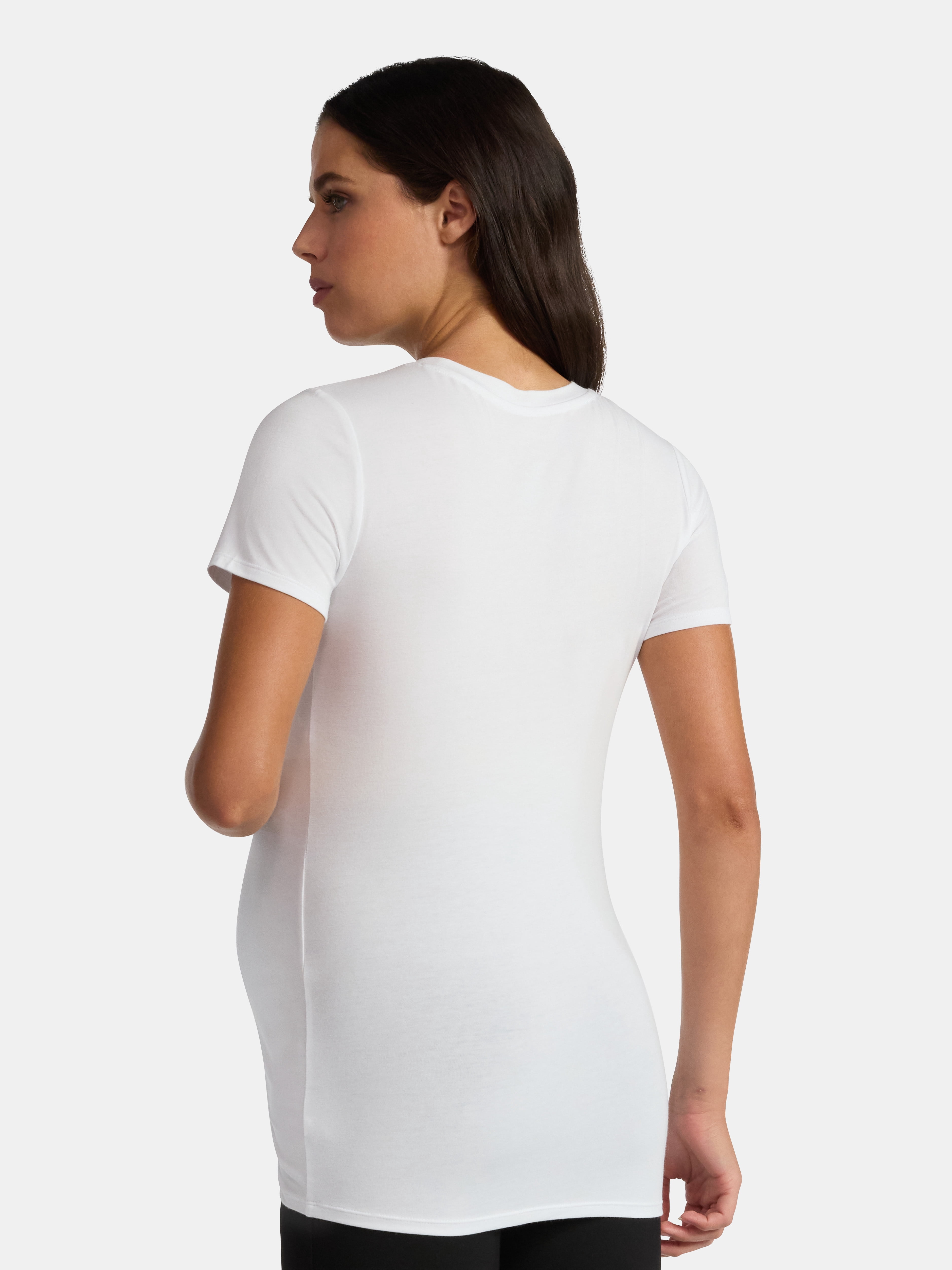 Time and Tru Women's Maternity Non Shirred Tee with Short Sleeves, Sizes S-XXL