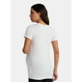 thumbnail image 3 of Time and Tru Women's Maternity Non Shirred Tee with Short Sleeves, Sizes S-XXL, 3 of 5