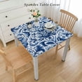 thumbnail image 2 of HAOXIT Blue and White Table Cloth for Flower Decorative for Kitchen Dining Room Party Table Covers Resistant White, 2 of 7