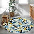 thumbnail image 4 of Bees Round Living Room Rugs 3.3 ft, Yellow Blue Leaves Bee Green Texture Washable Area Rug with Non-Slip Sturdy Edge Binding Round Front Door Mat Floor Carpet for Entryway, 4 of 9