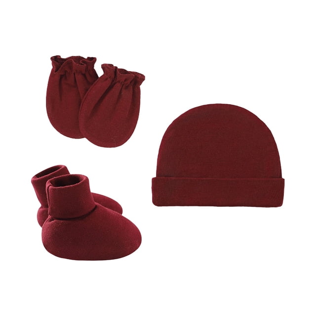 Red Scarf ,Hat,& Gloves Newborn Hat Gloves Foot Set Three Piece Multi Color Set