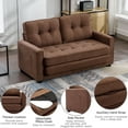thumbnail image 3 of 59.4'' Modern Convertible Sleeper Sofa Bed with Two Side Pockets, Chenille Fabric Sofa w/Pull-Out Bed Loveseat Sofa Couch for Living Room, Brown, 3 of 9
