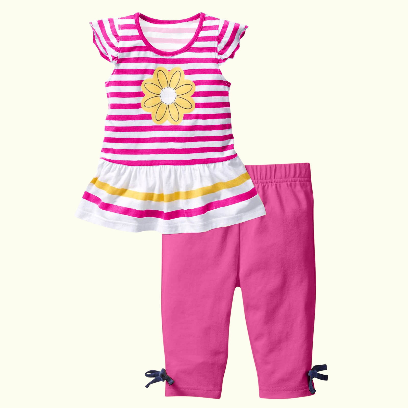 CHGBMOK 2Pcs Baby Girls Kids Cute Flower T-Shirt Tops+Shorts Pants Outfits Summer Clothes 1-8Y