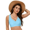 thumbnail image 5 of TOWED22 Women Swimsuit Bikini Top Criss Cross Push Up Swim Crop Top Tie Back Bathing Suit(Light Blue,XXL), 5 of 9