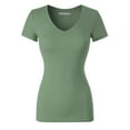 thumbnail image 3 of MixMatchy Women's Basic Solid Multi Colors Fitted Short Sleeve T-Shirt [S-3XL], 3 of 5